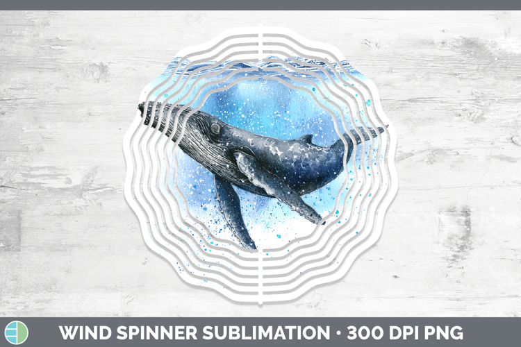 Humpback Whale Whales Sketch Wind Spinner Sublimation Design