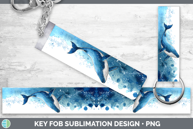 Minke Whale Whales Sketch Key Fob Sublimation Design