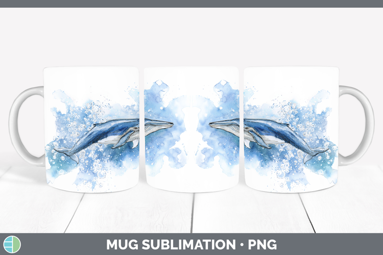 Minke Whale Whales Sketch Mug Wrap Sublimation Design