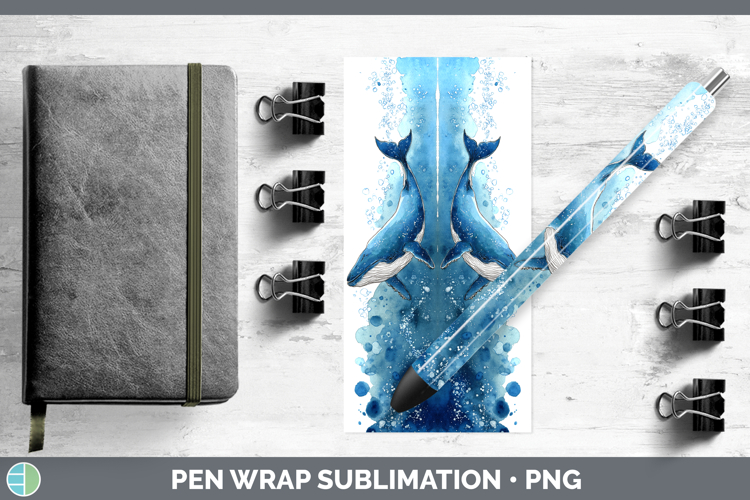 Minke Whale Whales Sketch Pen Wrap Sublimation Design