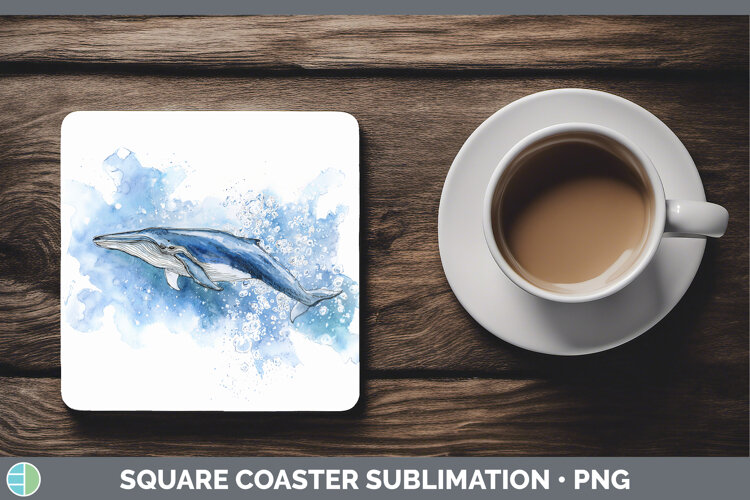 GorgeousWhales Sketch Square Coaster design.