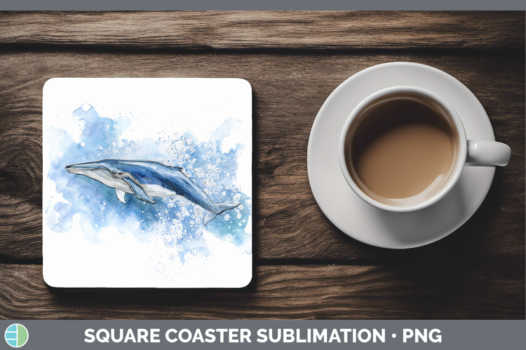 Minke Whale Whales Sketch Square Coaster Sublimation Design