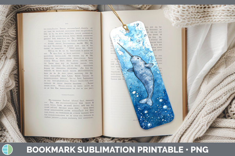 Narwhal Whales Sketch Bookmark Sublimation Design