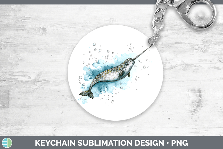 Narwhal Whales Sketch Keychain Sublimation Design