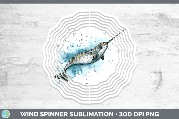 Narwhal Whales Sketch Wind Spinner Sublimation Design