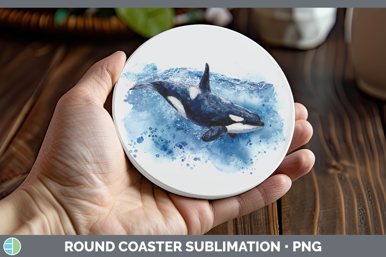 Orca Killer Whale Whales Sketch Round Coaster Sublimation De
