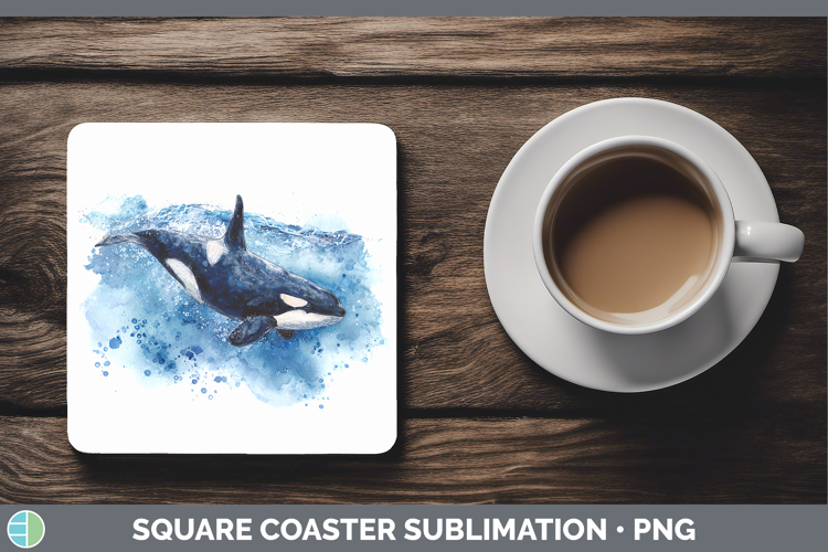 Orca Killer Whale Whales Sketch Square Coaster Sublimation D