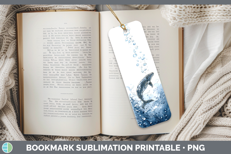 Pygmy Sperm Whale Whales Sketch Bookmark Sublimation Design