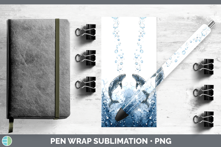 Pygmy Sperm Whale Whales Sketch Pen Wrap Sublimation Design