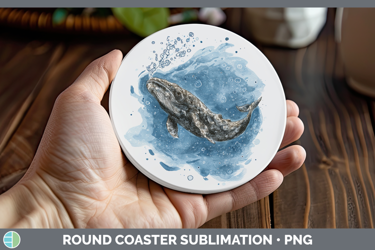 Pygmy Sperm Whale Whales Sketch Round Coaster Sublimation De