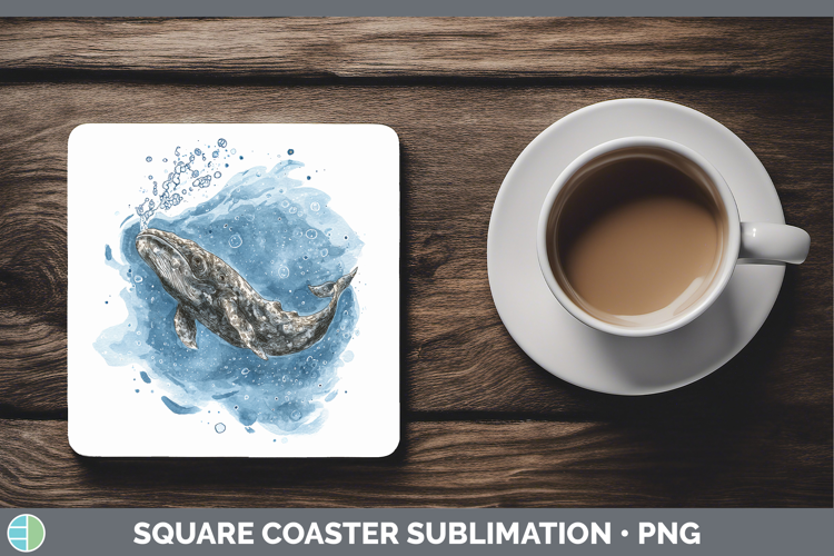 Pygmy Sperm Whale Whales Sketch Square Coaster Sublimation D