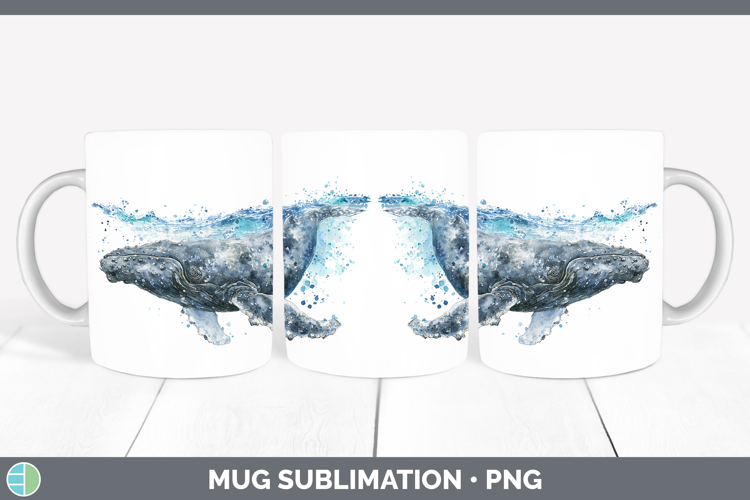 Right Whale Whales Sketch Mug Wrap Sublimation Design