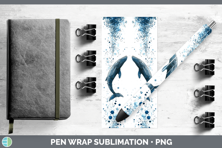 Right Whale Whales Sketch Pen Wrap Sublimation Design