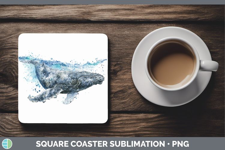 Right Whale Whales Sketch Square Coaster Sublimation Design