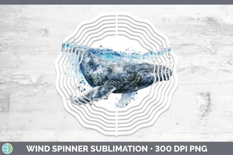 Right Whale Whales Sketch Wind Spinner Sublimation Design