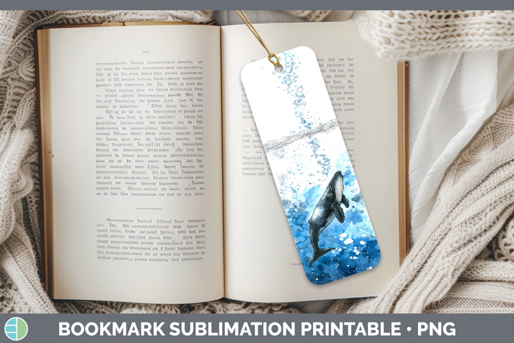 Sei Whale Whales Sketch Bookmark Sublimation Design