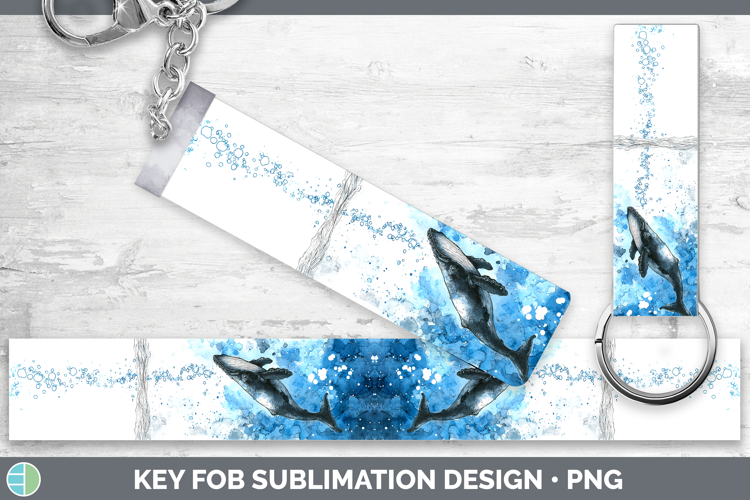 Sei Whale Whales Sketch Key Fob Sublimation Design