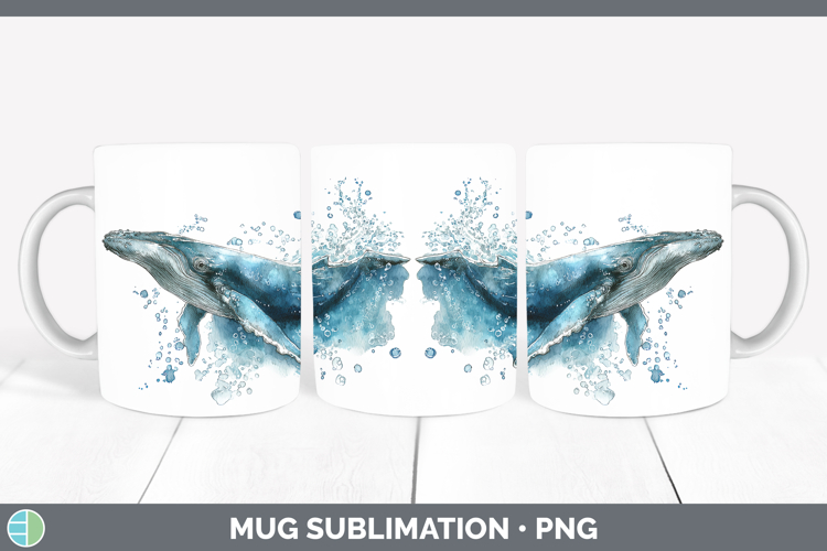 Sei Whale Whales Sketch Mug Wrap Sublimation Design