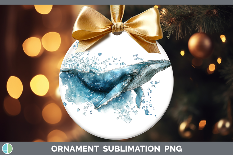 Sei Whale Whales Sketch Ornament Sublimation Design