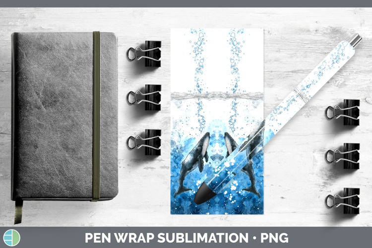 Sei Whale Whales Sketch Pen Wrap Sublimation Design