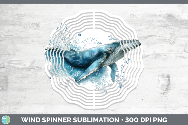 Sei Whale Whales Sketch Wind Spinner Sublimation Design