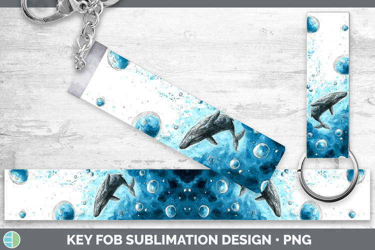 Sperm Whale Whales Sketch Key Fob Sublimation Design