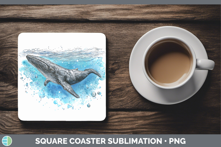 Sperm Whale Whales Sketch Square Coaster Sublimation Design