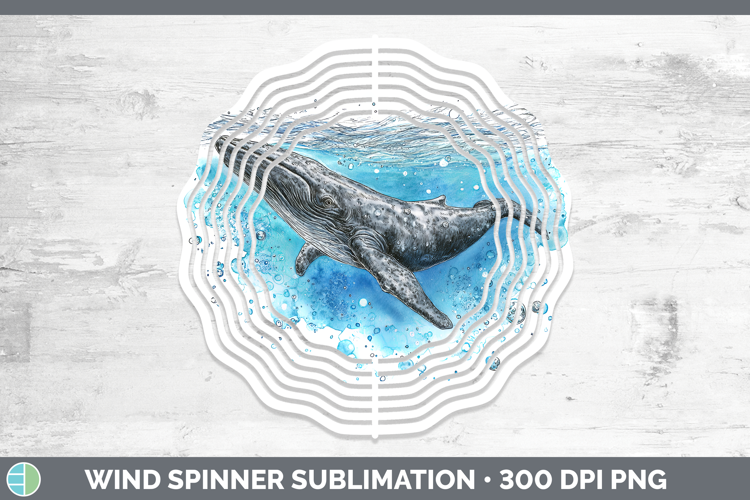 Sperm Whale Whales Sketch Wind Spinner Sublimation Design