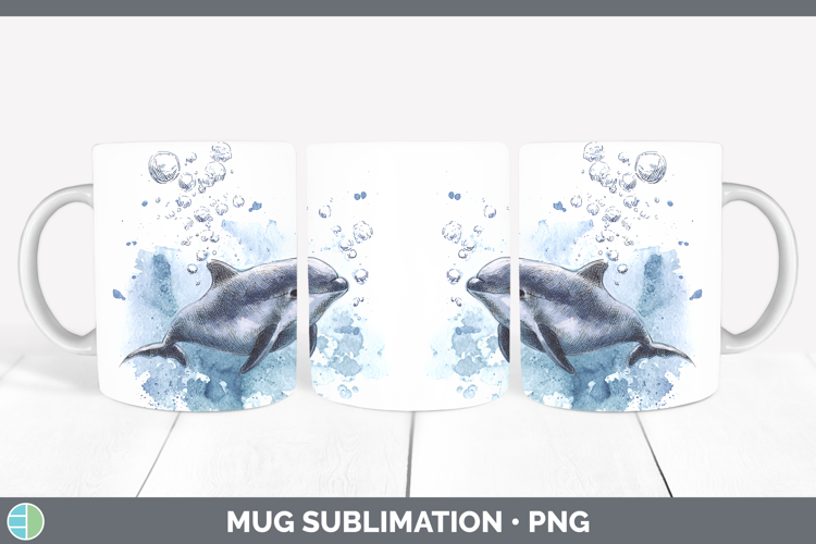 Vaquita Whales Sketch Mug Wrap Sublimation Design