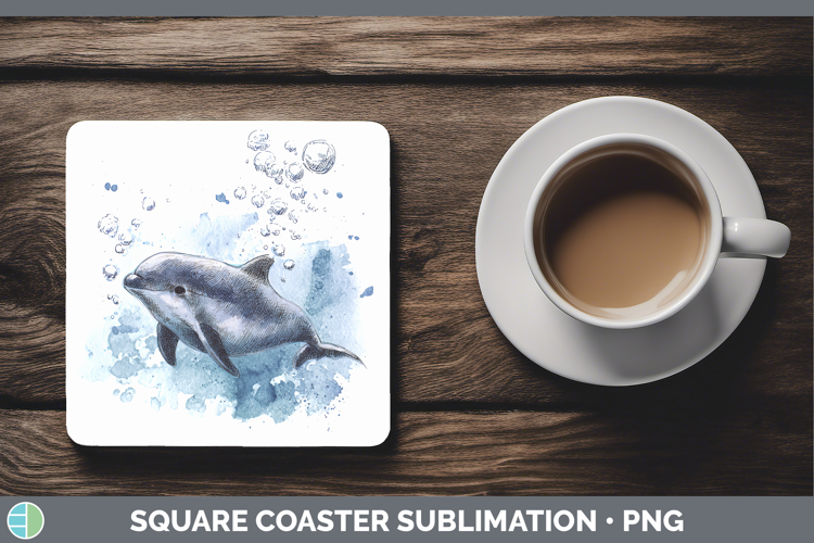 Vaquita Whales Sketch Square Coaster Sublimation Design