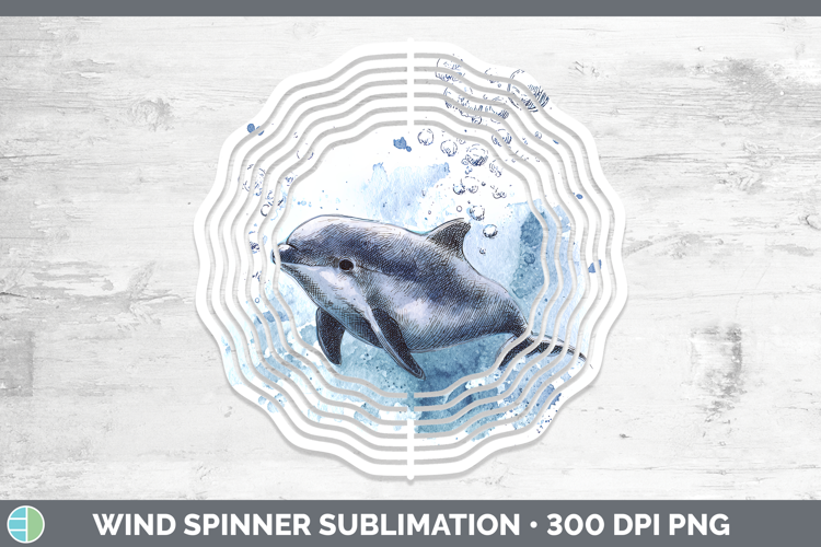Vaquita Whales Sketch Wind Spinner Sublimation Design