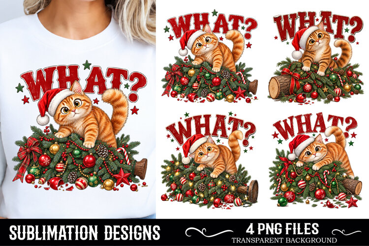 What? Cute Christmas Cat PNG example image 1
