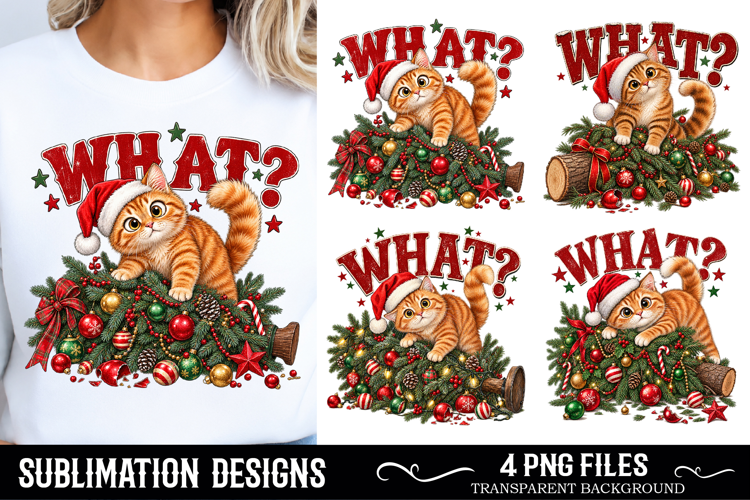 What? Cute Christmas Cat PNG