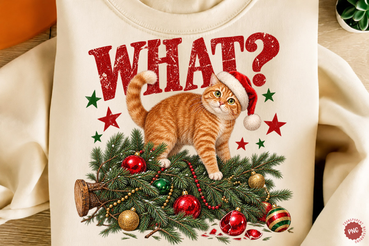 What Cute Christmas Cat PNG