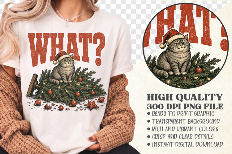 What PNG,Funny Christmas Cat Winter Holiday Graphic Design