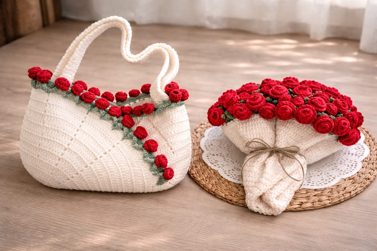 Flowers Tote Bag and Flower Bouquet Blanket Bundle