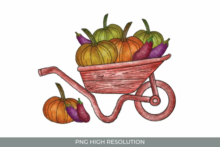 Wheelbarrow Autumn Hand Painted