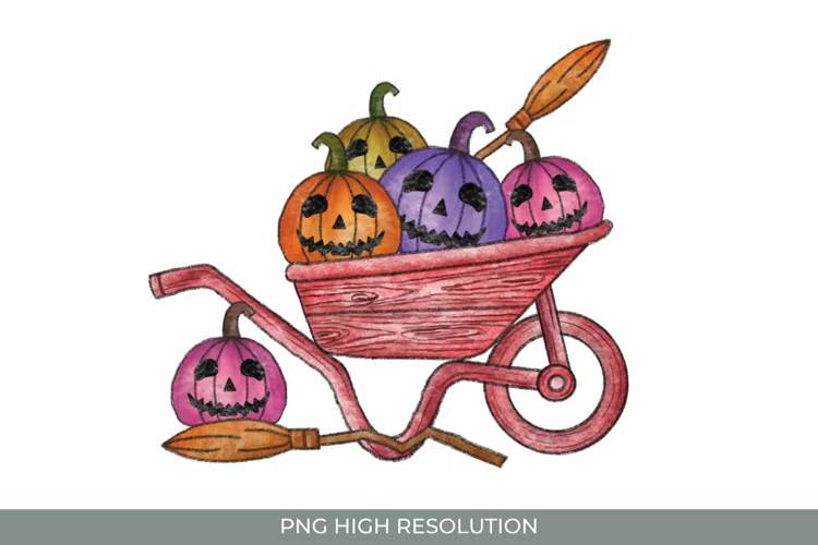 Wheelbarrow Halloween Hand Painted