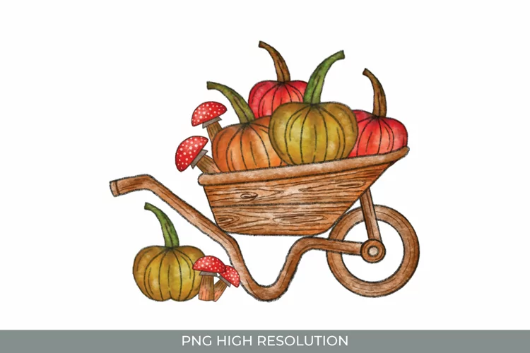 Wheelbarrow Autumn Hand Painted