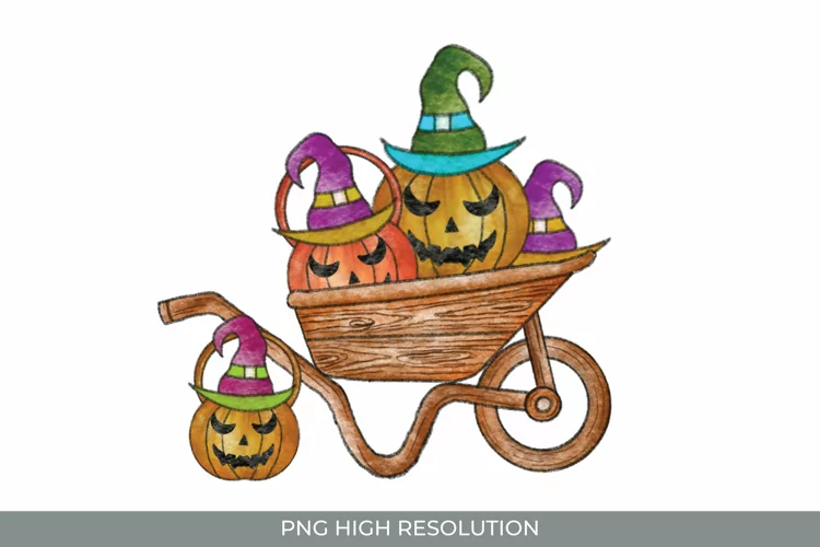 Wheelbarrow Halloween Hand Painted
