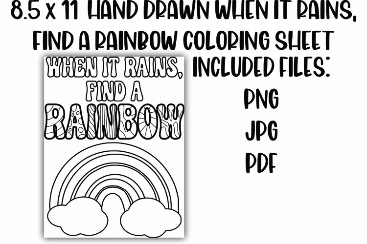 When it Rains, Find a Rainbow Positive Coloring Sheet