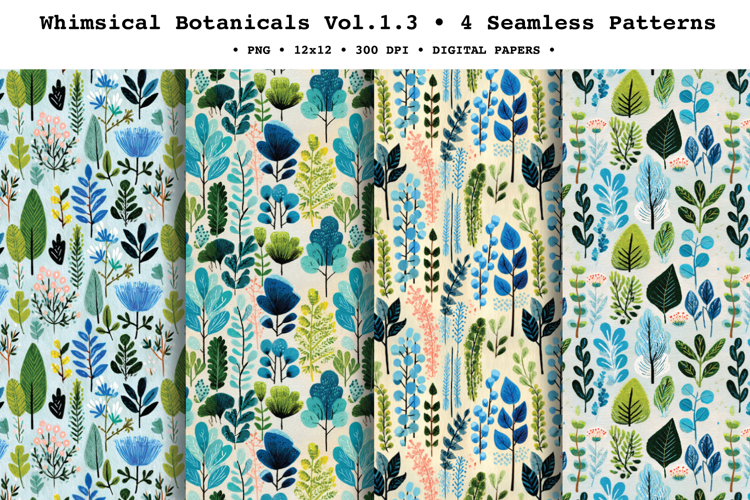 Whimsical Botanicals Seamless Pattern Vol.1.3 - 4 PNG