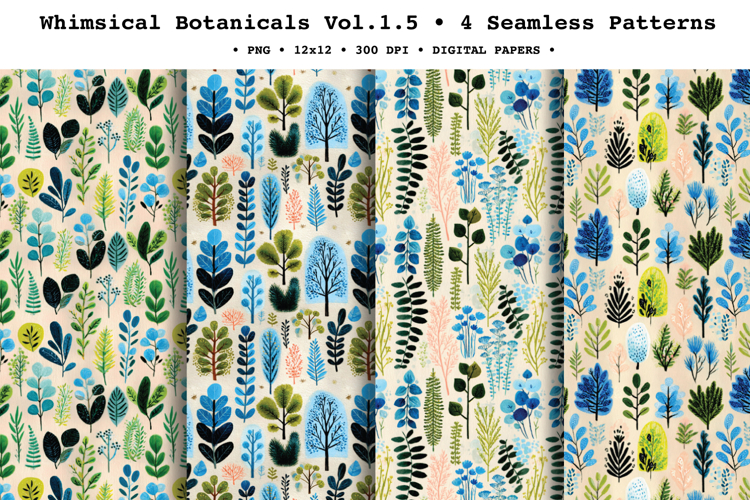 Whimsical Botanicals Seamless Pattern Vol.1.5 - 4 PNG
