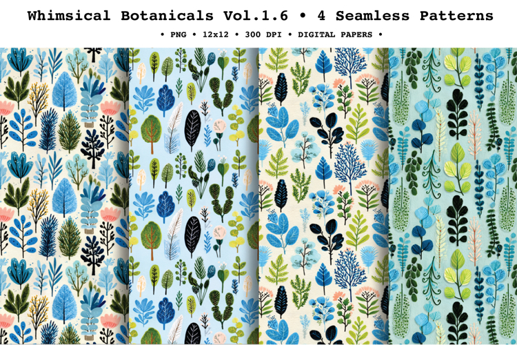 Whimsical Botanicals Seamless Pattern Vol.1.6 - 4 PNG