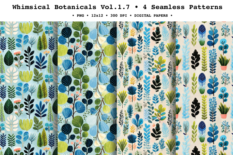 Whimsical Botanicals Seamless Pattern Vol.1.7 - 4 PNG