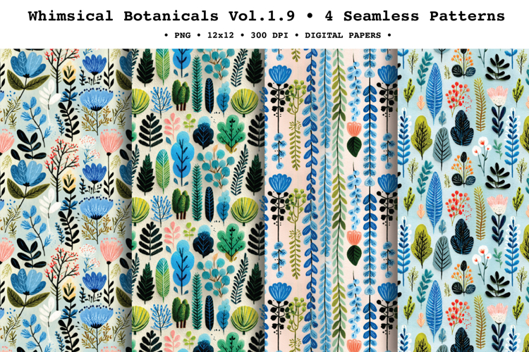 Whimsical Botanicals Seamless Pattern Vol.1.9 - 4 PNG