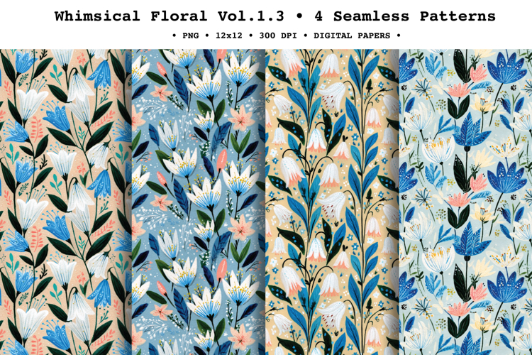 Whimsical Floral Seamless Pattern Vol.1.3 - 4 PNG