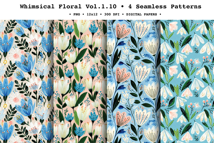 Whimsical Floral Seamless Pattern Vol.1.10 - 4 PNG