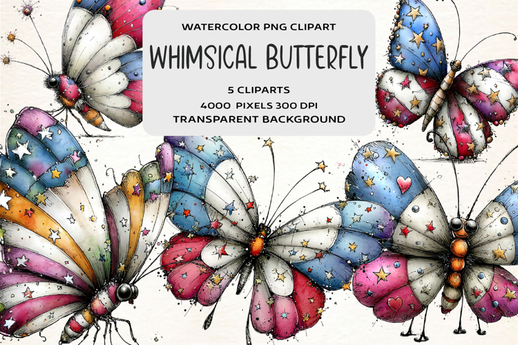 Whimsical 4th Of July Butterfly Clipart