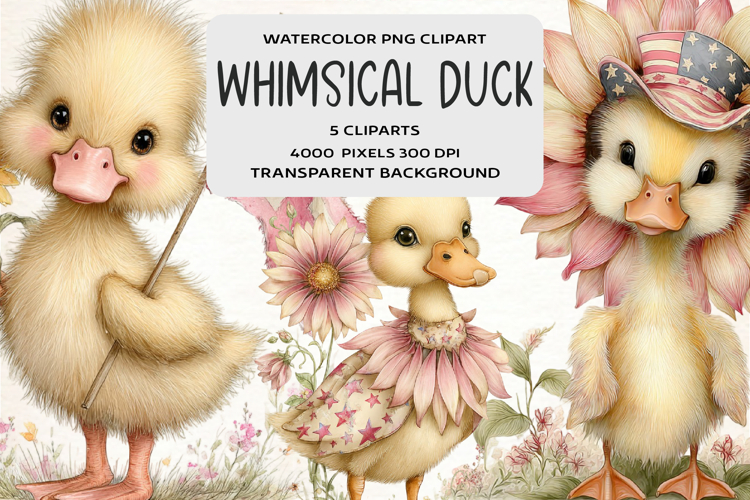 Whimsical 4th Of July Duck Clipart